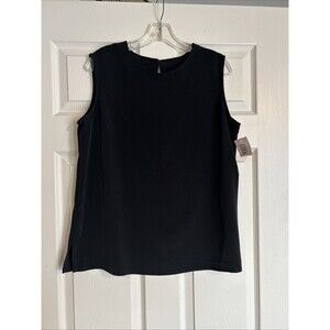 NWT BonWorth VINTAGE Sz SP SLEEVELESS BLACK POLYESTER WOMEN'S BLOUSE TOP